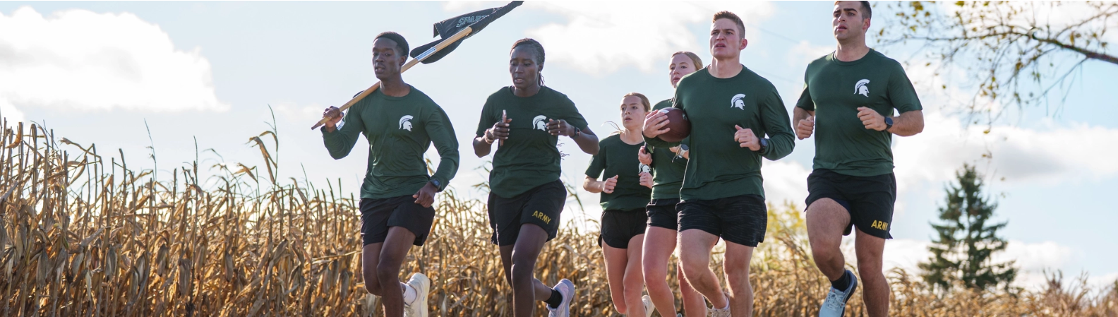 Cadets running along the road