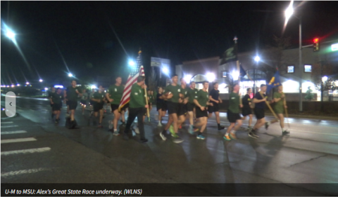 U-M and MSU ROTC cadets starting the race in Ann Arbor at 3:00am