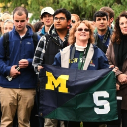 Supporters watching the race